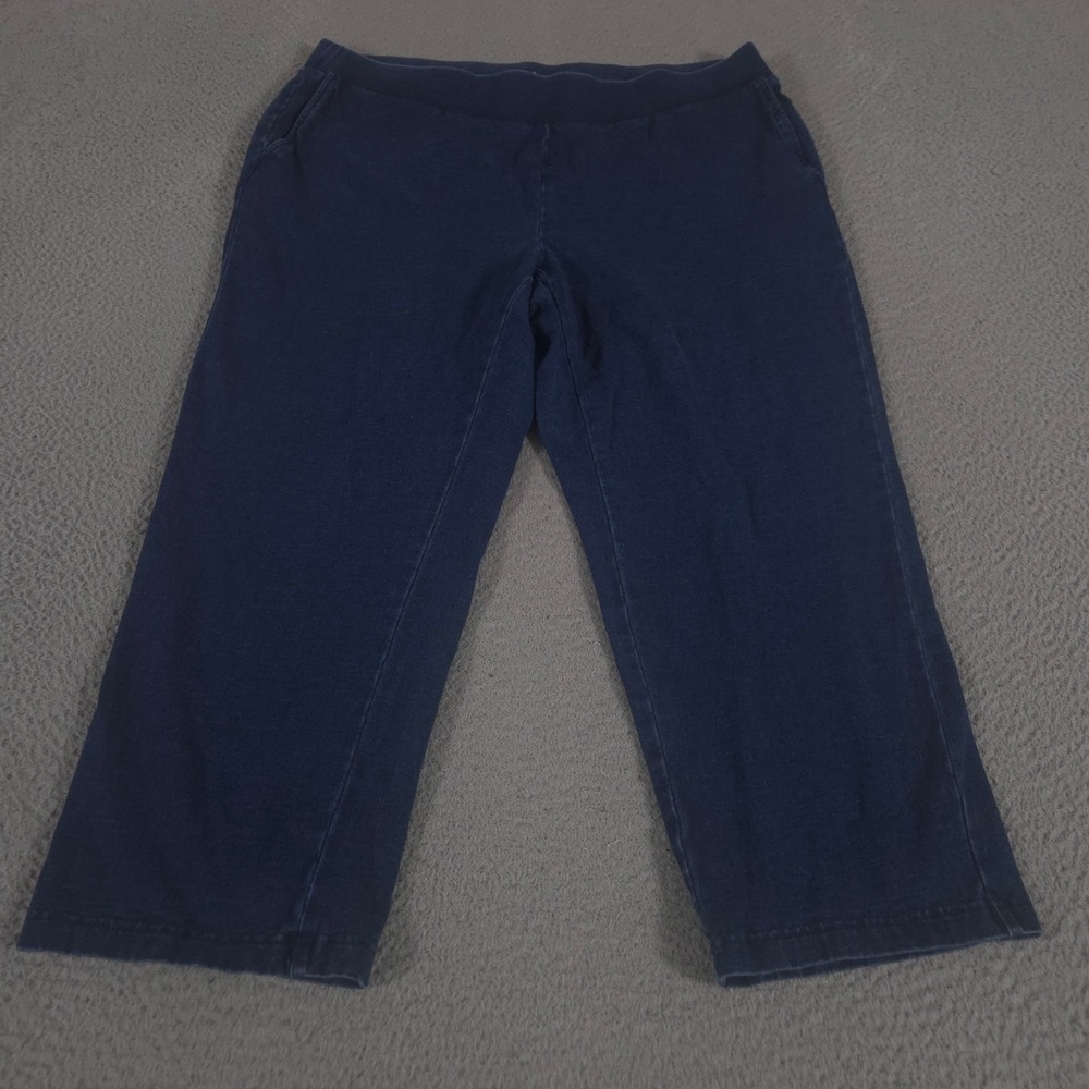 J. Jill Jeans Womens XL Indigo Knit Cropped Slim-Leg Pull On Elastic Waist Pure